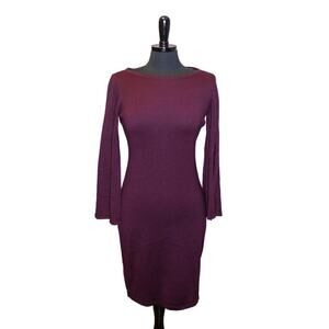 Calvin Klein Knit Sheath Dress Long Sleeve Acrylic Purple Size S